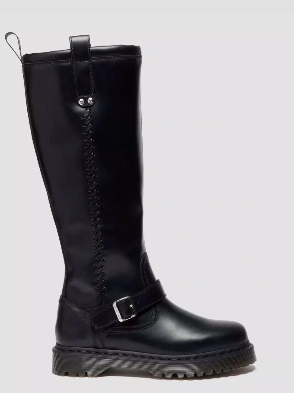 Dr Martens Anistone Black Leather Women's Knee-High Harness Boots Size 11 NIB - Picture 6 of 8